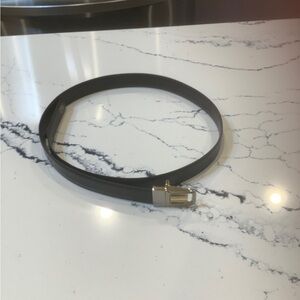 Men's Black and brown reverseable Leather Belt with Gold-Tone Buckle